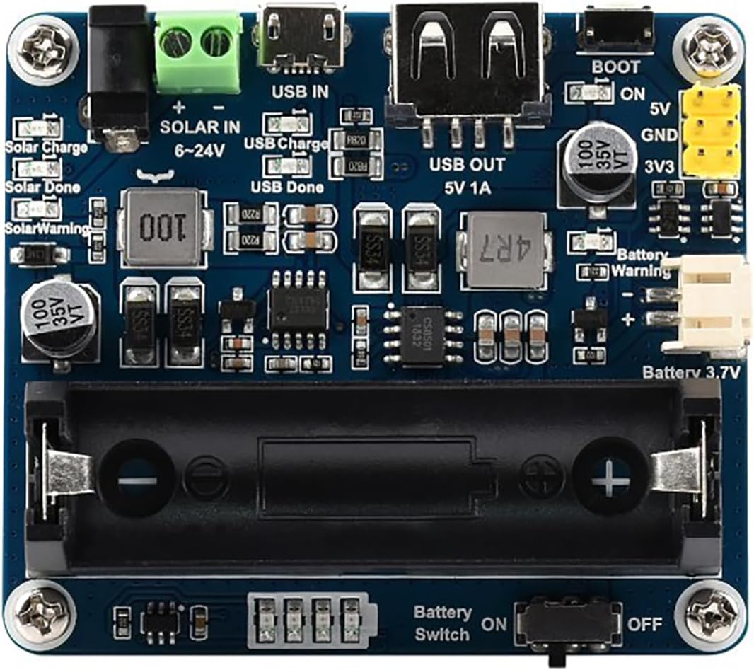 Photo voltaic Energy Administration Module with MPPT, for 6V~24V Photo voltaic Panels, 3.7V Li Battery Charging, 5V/3.3V Regulated Output, USB/DC Enter, for IoT and Low-Energy Initiatives