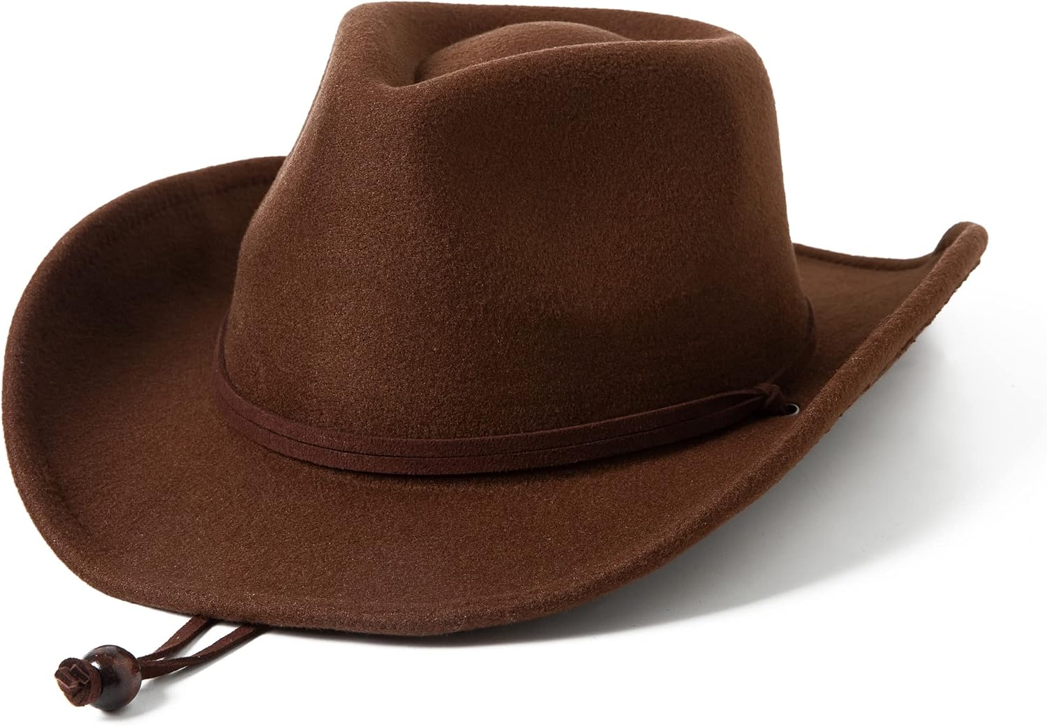 Lanzom Kids Girls Boys Retro Felt Wide Brim Western Cowboy Cowgirl Hat Dress Up Hat with Wind Lanyard