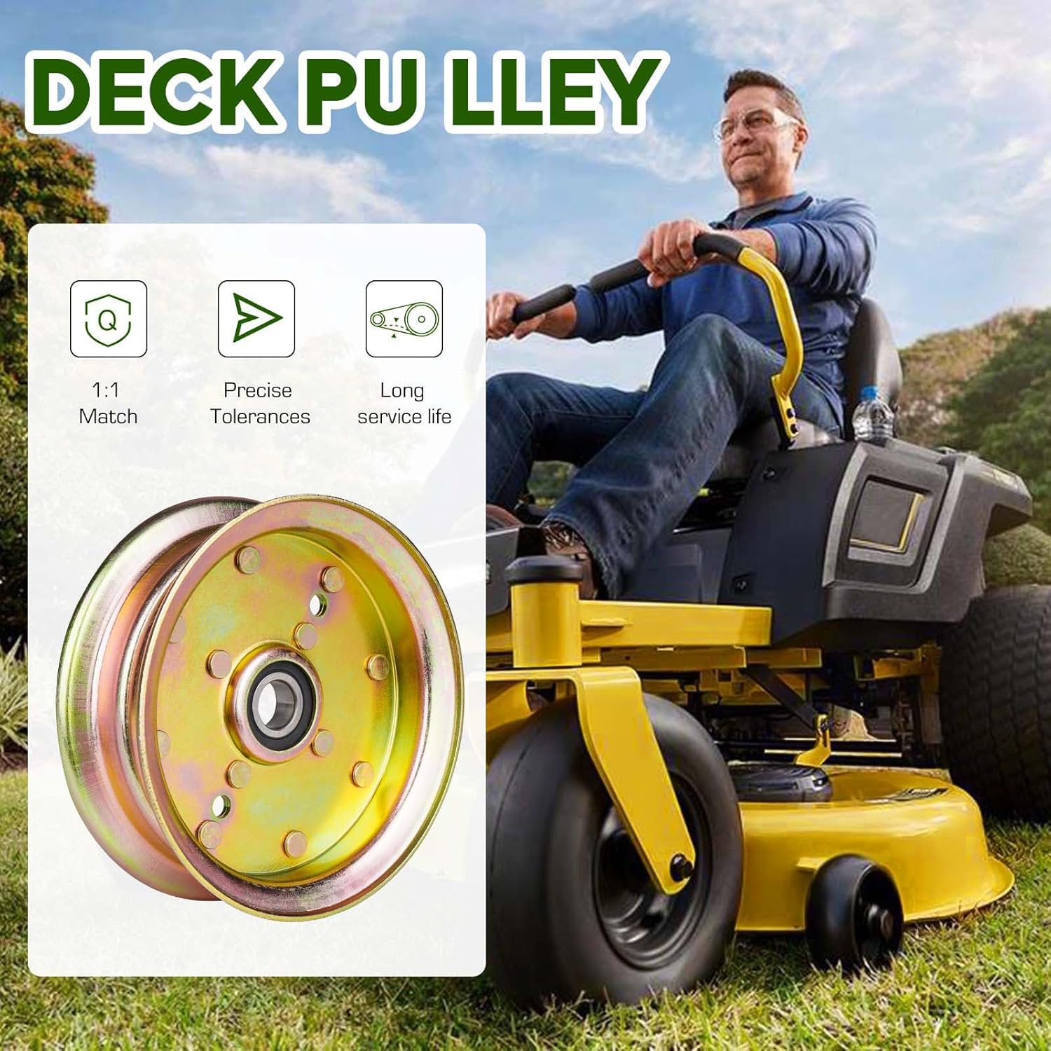 Flat Idler Pulley for Husqvarna GT 52XLS GTH 52XLS MZT 52 MZ 5424 RZ 5422 RZ 4623 YT 42XLS EZ 4220 EZ4824 589766102 539112196 539131148 539132728 3 Pack