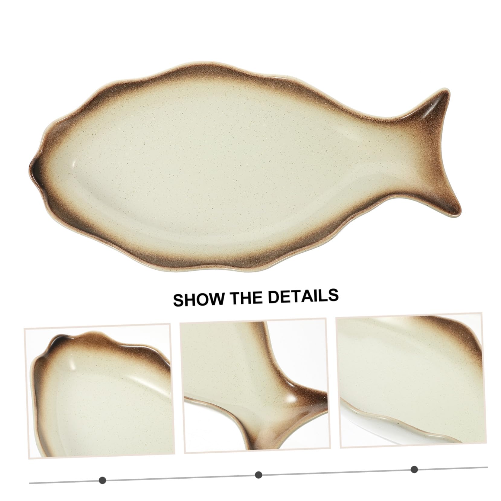 Artibetter Plato de Pescado al Vapor de Cerámica Estilo Japonés Plato de Comida de Cerámica Hogar para Cocinar Pescado al Vapor