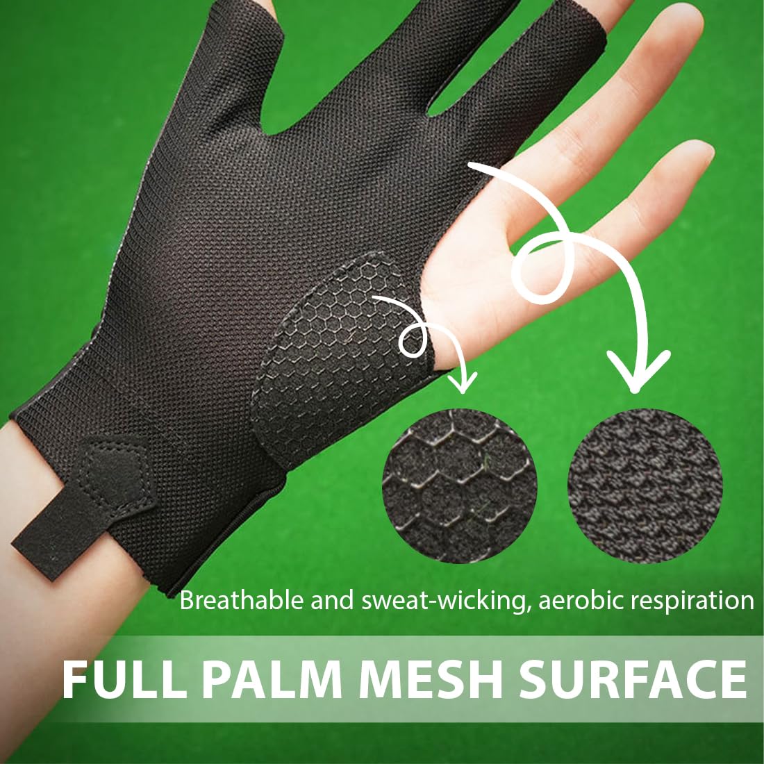 1 pcs Guanti da biliardo sinistro, Guanti da dito da biliardo, guanti da biliardo per tiro, Guanti da biliardo con 3 dita, Comodo guanto sinistro da allenamento in piscina antiscivolo