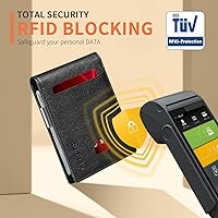Vista 25 de RUNBOX - Carteras delgadas para hombre, cartera de piel con pinza para el dinero, cartera de bolsillo frontal con bloqueo RFID, tarjetero Negro