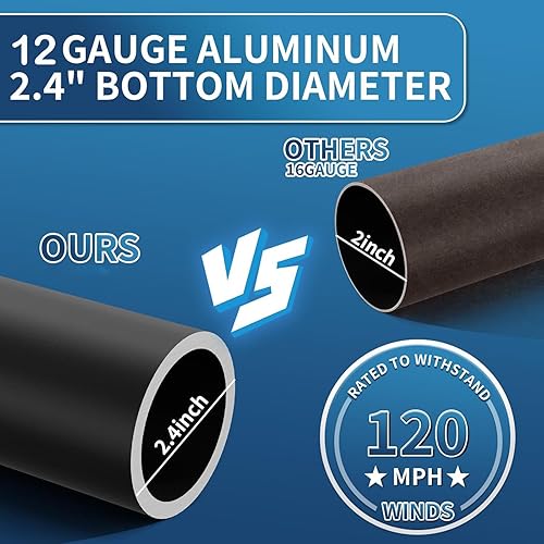 Miniatura 17 de Mástil de bandera resistente, kit de asta de bandera de aluminio extra grueso de calibre 12 de 25 pies para exteriores en el suelo, 100 MPH probado