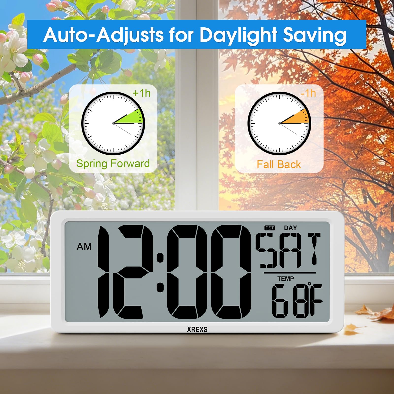 XREXS, grande orologio digitale da parete, sveglia elettronica per camera da letto, decorazione della casa, timer conto su e giù, schermo LCD grande