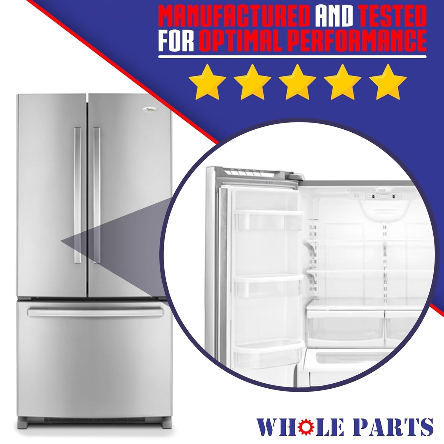 Upgraded Whole Parts W10830162 Refrigerator French Door Seal (Magnetic Strip Inside, Gray) Replacement & Compatible with Some Jenn Air, Kenmore, Kitchen Aid, Maytag & Whirlpool Refrigerators