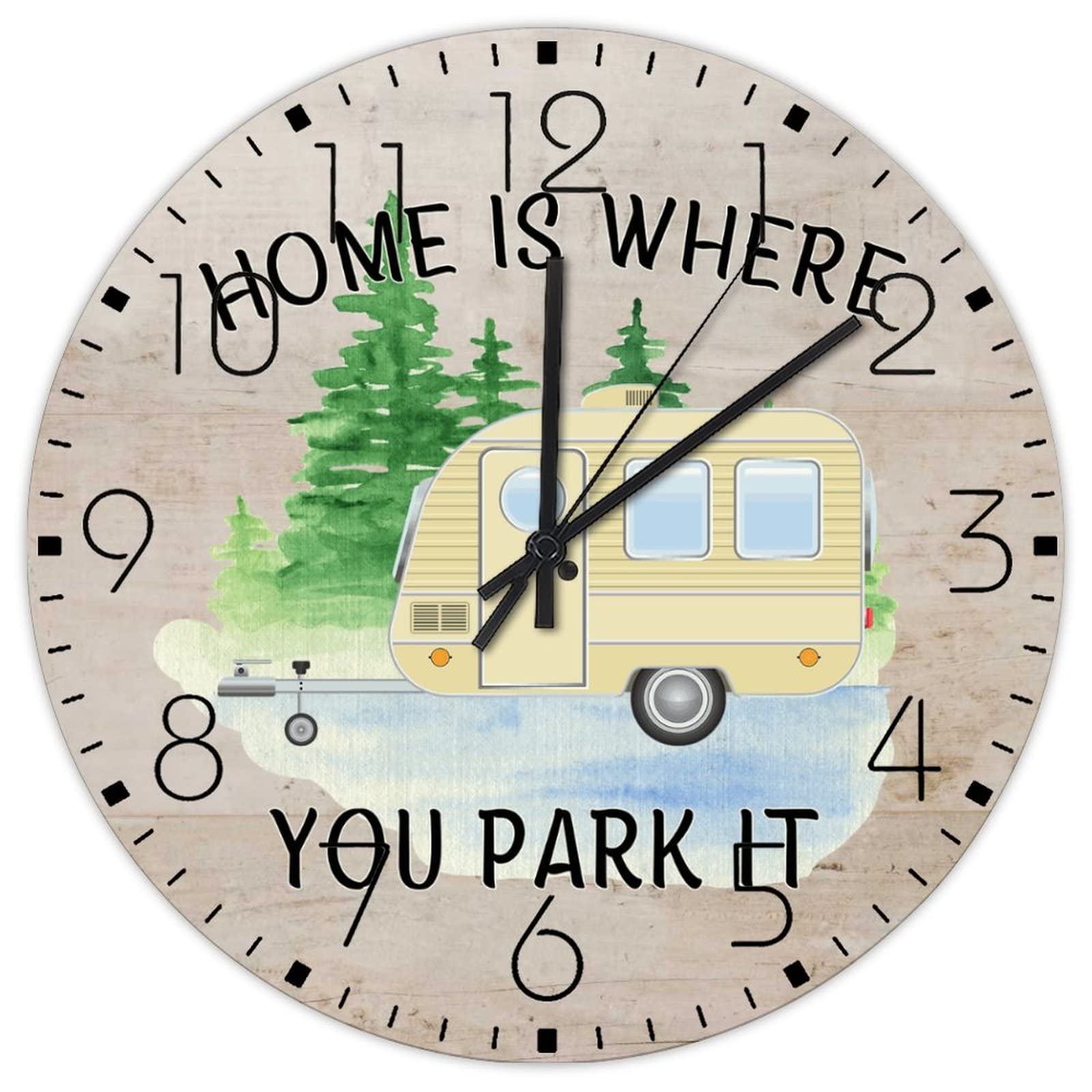 Horloge murale ronde en bois rustique style rétro de 30cm