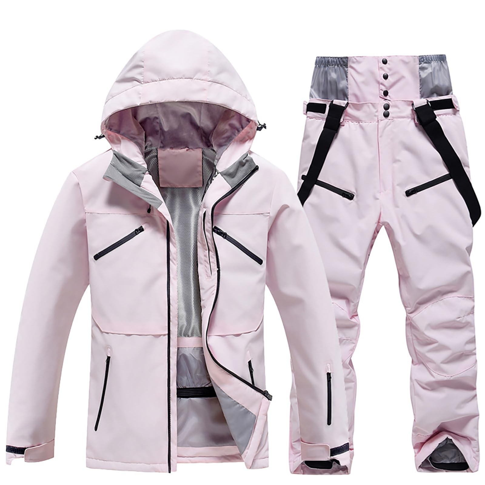 Generisch Tuta da sci e pantaloni da uomo, antivento, isolata, calda giacca da snowboard invernale