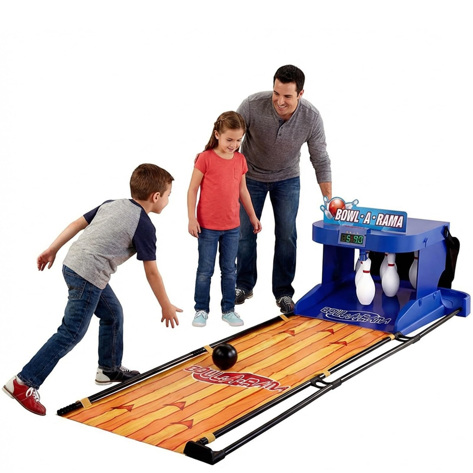 Elektronische Bowlingbahn für Zuhause - Faltbarer Arcade-Automat mit Automatischer Kegelaufstellung, LED-Anzeige & Sound - Mobiles Freizeitsportgerät für Büro, Partykeller & Events(3.5m/11ft)