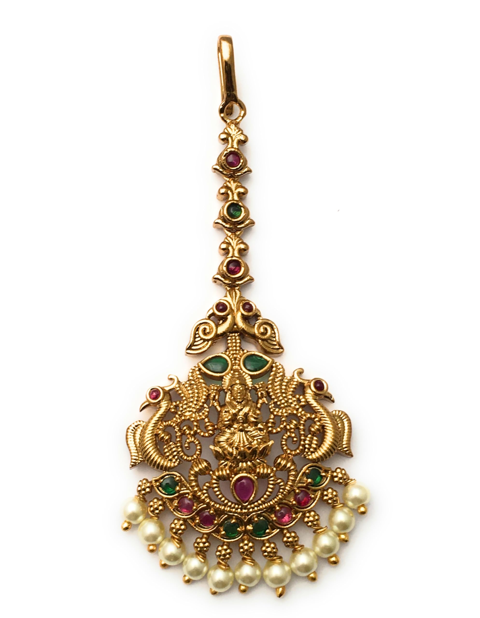 SasitrendsMaang Teeka Traditional Gold Plated Temple Maan Tikka for Women and Girls