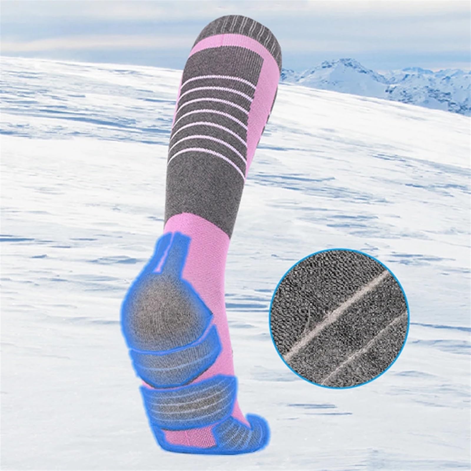 1 Paio di Calzini Termici in Cotone da Uomo e da Donna, Invernali, Lunghi e Caldi, a Compressione, for Sci, Escursionismo, Snowboard, Arrampicata, Calzini Sportivi per Lo Sci