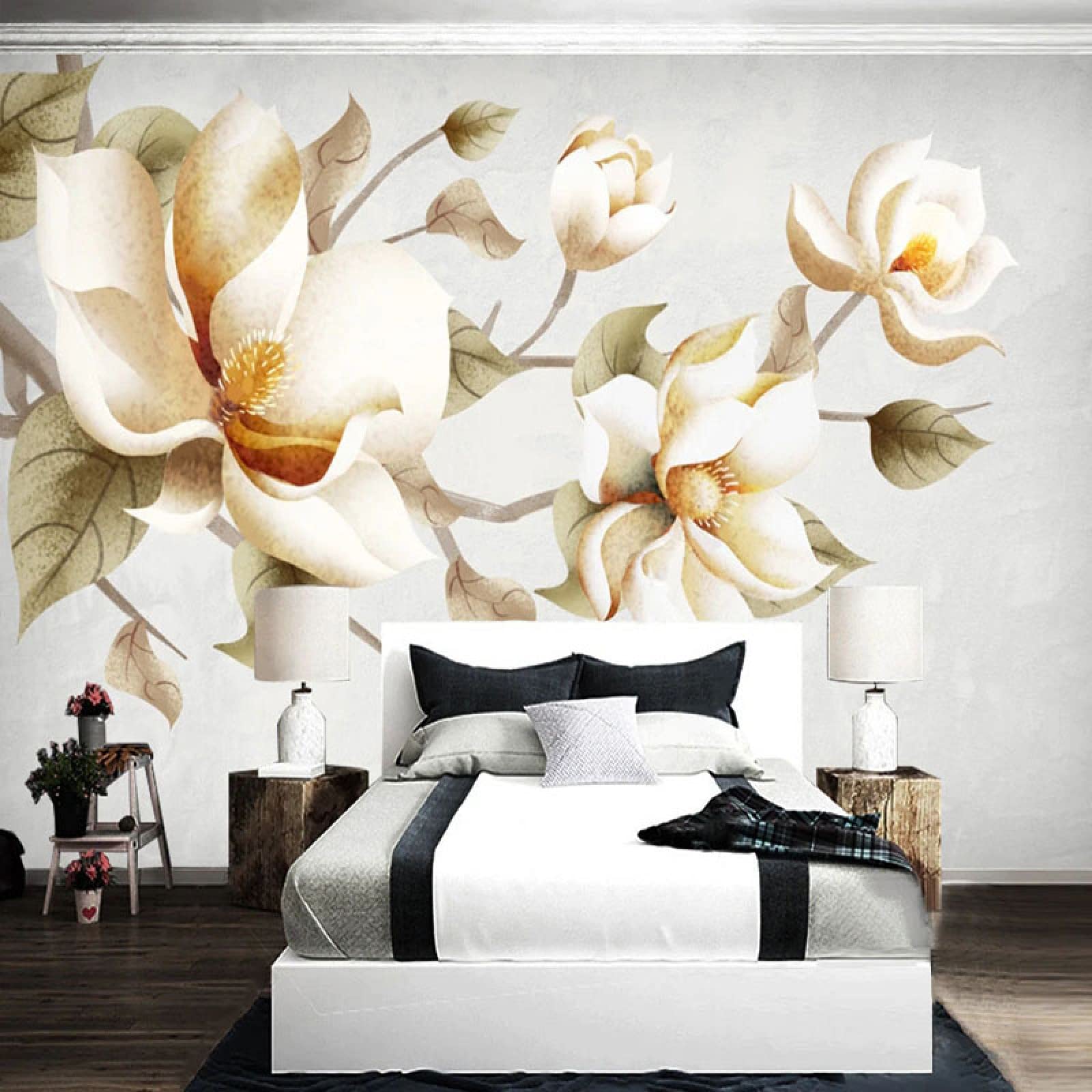 Papier peint personnalisé pastoral fleurs 140x100cm pour décoration murale du salon et de la chambre
