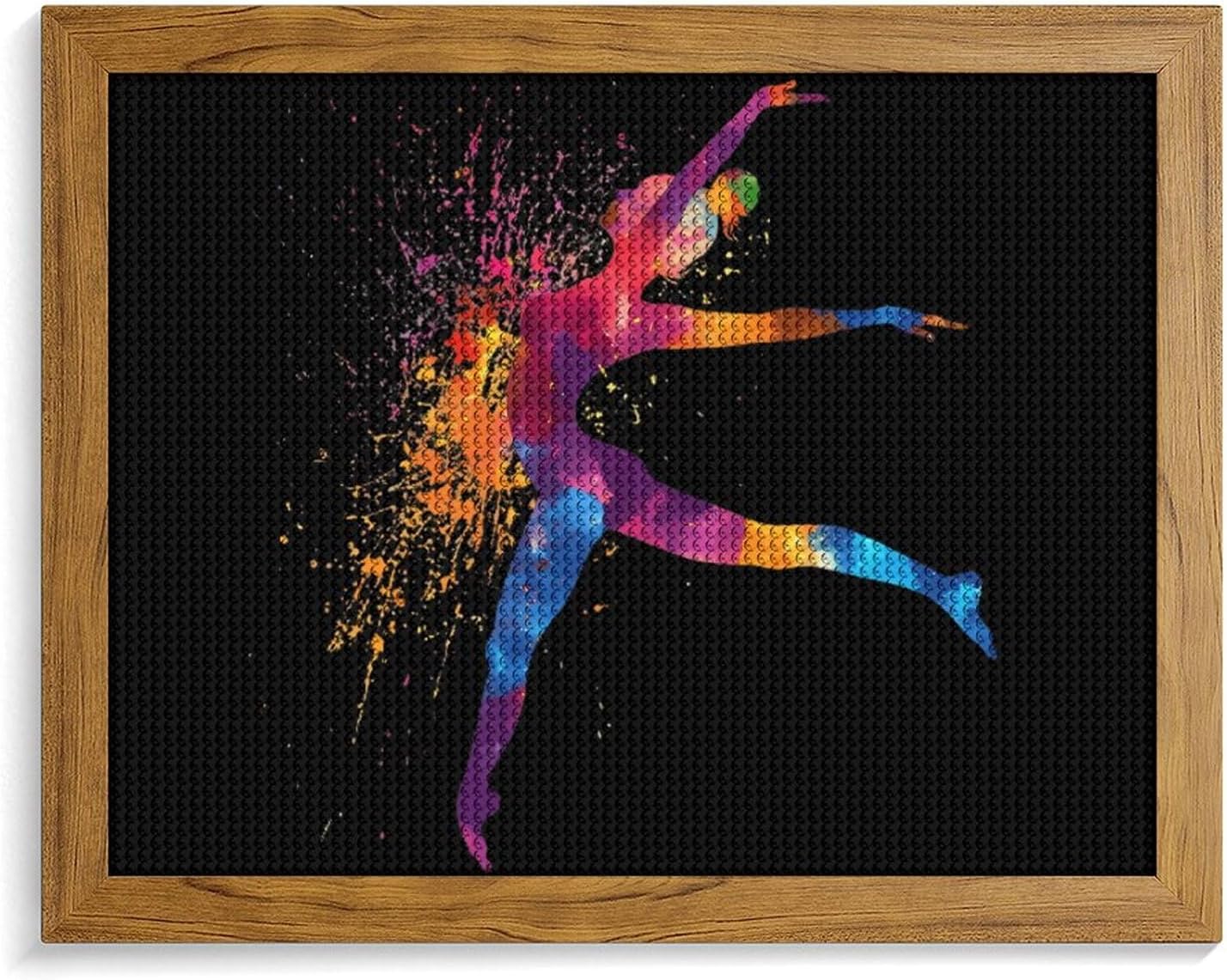 Color Splash Gymnastics Gymnast Printed Diamond 5D Painting Kit 16x20in DIY Full Drill Craft with Tools for Home Wall Decor Gift Yellow Wood 50 * 40cm