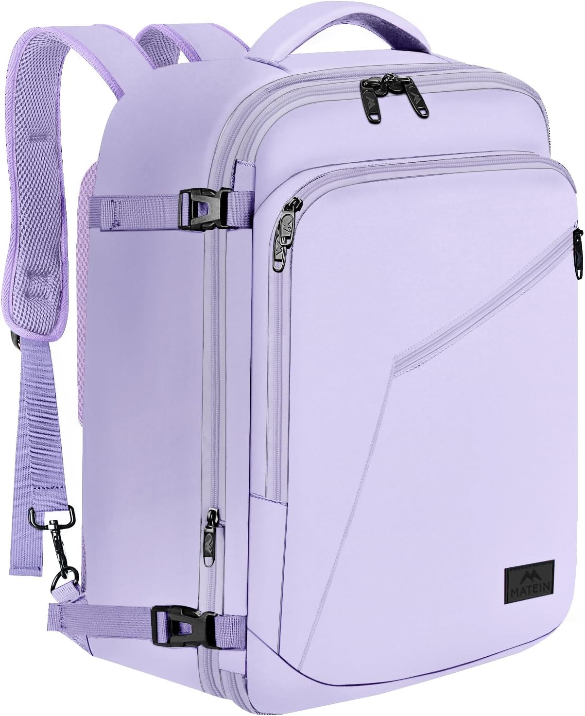 MATEIN Carry on Backpack for Women, 40L Heavy Duty Travel Backpack Airplane Approved, Expandable Simple Fashion Daypack, Frequent Traveler Gifts, Light Purple