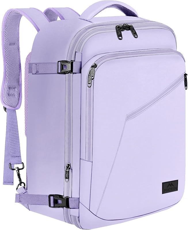 Mochila Carryon morada claro, mochila de viaje aprobada por el avión de 40L