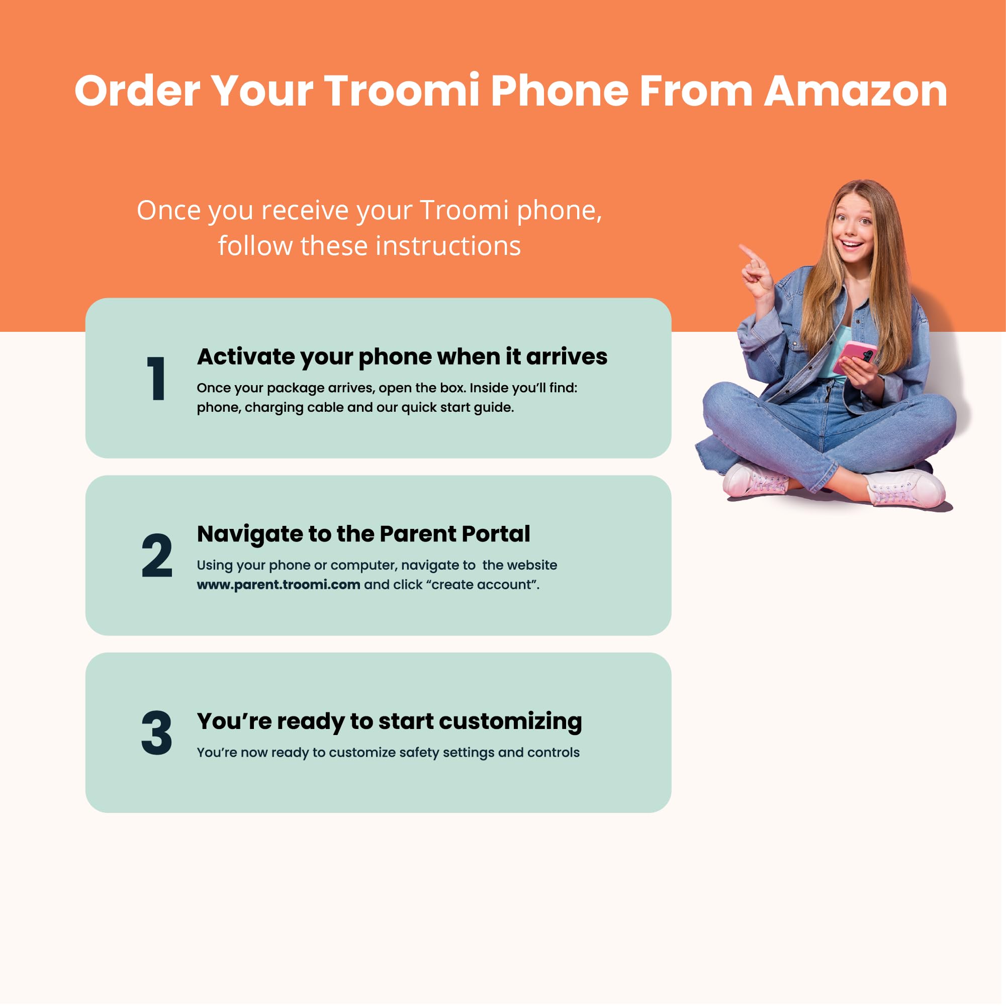 Phone for Kids and Teens – Galaxy A16 – Parental Controls, GPS Tracking, Text Monitoring & Content Filtering, 10,000+ Apps – Monthly Service and Activation with Troomi Required