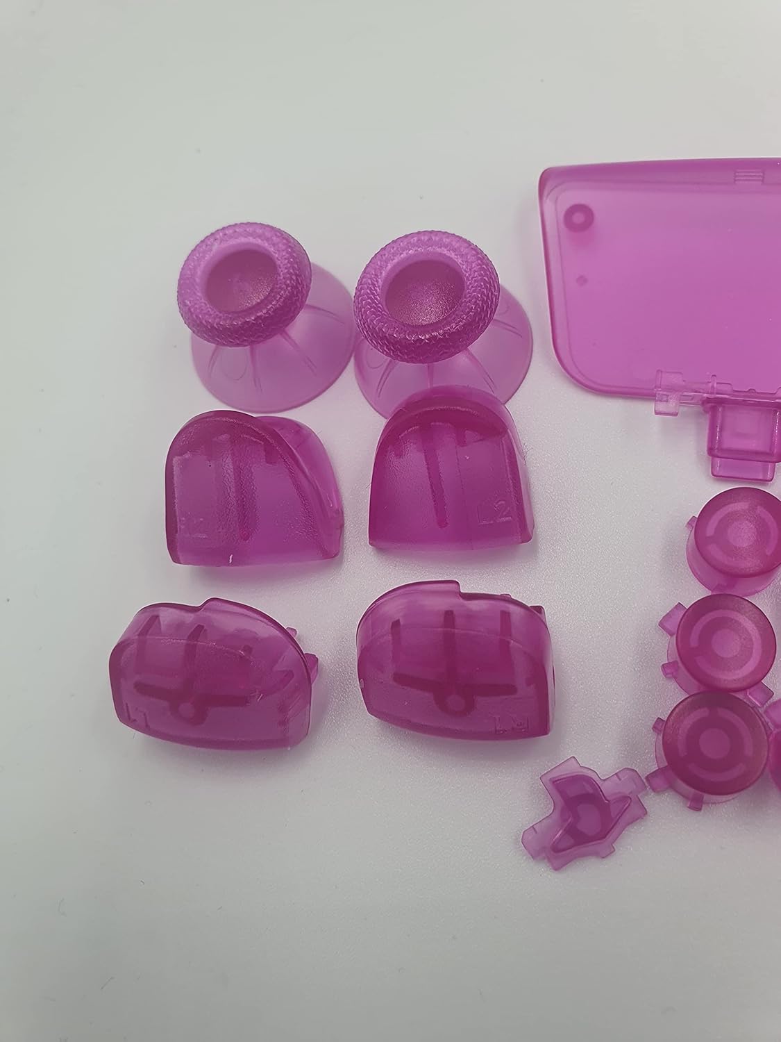 PS5 Next Gen Controller Chrome & Plain Full Buttons Set D-Pad Trigger R1, R2, L1, L2 Share Options Face Buttons for PS5 Controller, Full Set Touch Pad Repair Kits (Clear Pink)