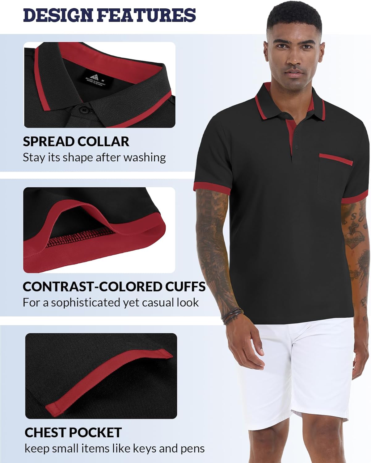 VALANCH Polo Shirt for Men Short Sleeve Golf Polo Moisture Wicking Collared Tennis T Shirt - Image 4