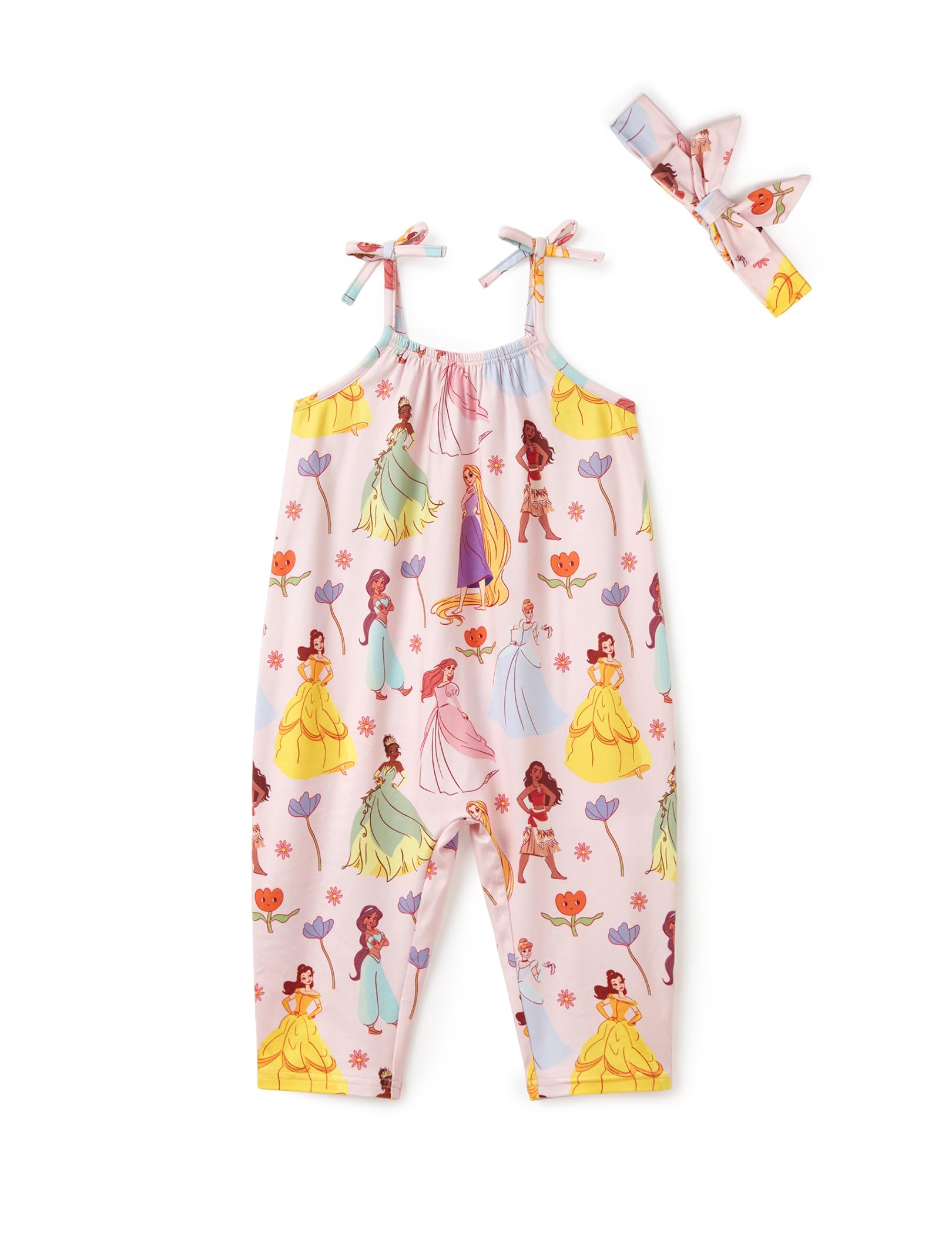 Disney Frozen Elsa Princess Minnie Stitch Marie Girls Romper with Bow Tie Strap and Headband Cute Jumpsuit for Baby &amp; Toddler