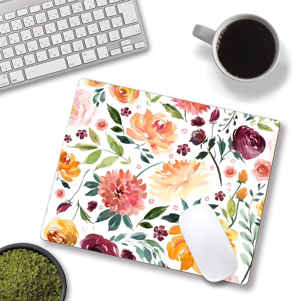 Mouse Pad, Premium-Textured Mouse Mat, Non-Slip Rubber Base Mousepad for Laptop, Computer & PC,9.5×7.9 in,Watercolor Peony Flower image 4