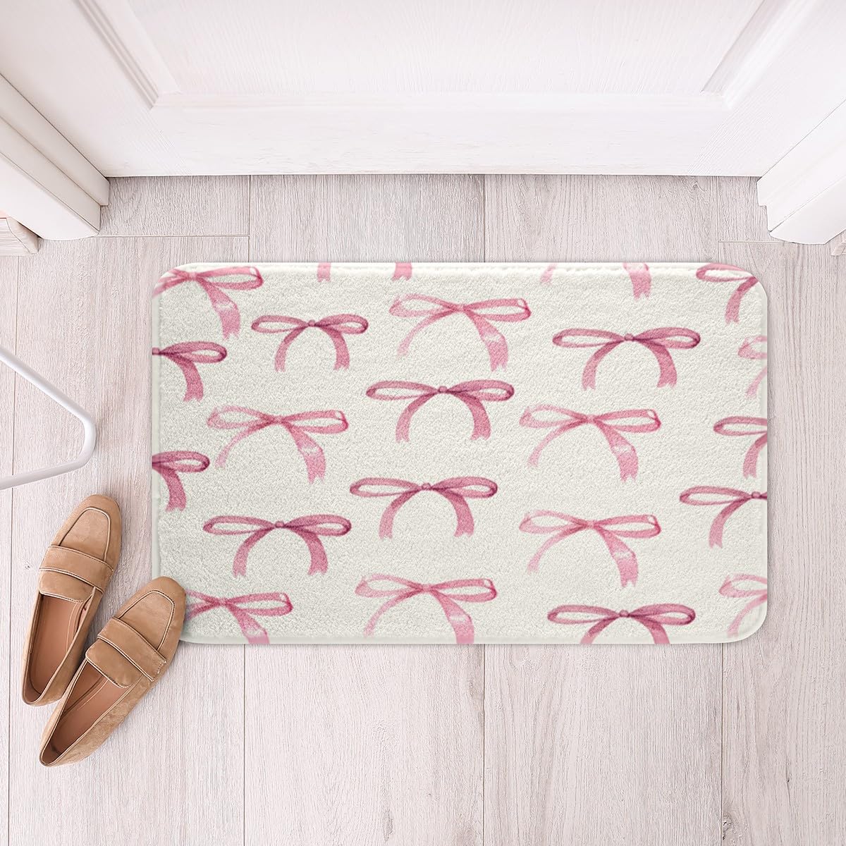 Feelyou Bow Bath Mats for Bathroom Boys Girls 16"x24" Cute Bowknot Bathroom Rugs for Kids Women Men Non-Slip Pink Girls Bow Bath Rugs for Shower Tub