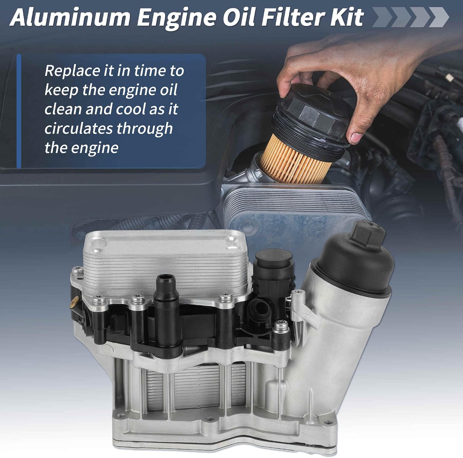 Engine Oil Filter Base Housing Assembly for BMW X3 X5 328D/328D XDrive Upgraded Aluminum Alloy Transmission Oil Cooler No.7119906123/7149197038