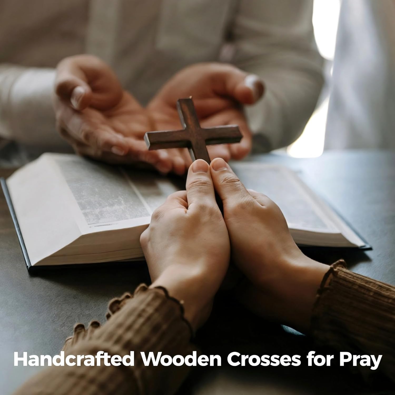 Small Pocket Crosses, 24 Handcrafted Wooden Crosses, Prayer & Craft T-Shaped Crosses, Hanging Hooks, Religious Gifts