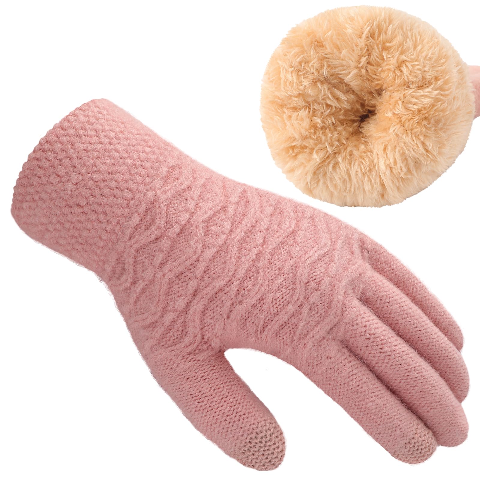 Winter Gloves for Women, Warm Fleece Lined Womens Gloves, Knit Glove for Women, Touchscreen Glove for Cold Weather