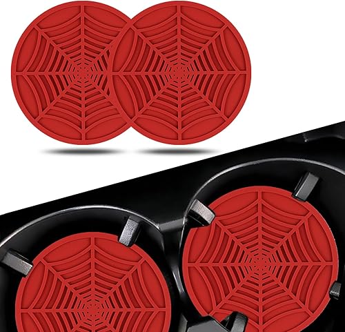 4 PCS 2.75" Car Cup Holder Coaster, PVC Waterproof Spider Web Car Coasters, Thickened Eco-Friendly Automotive Drinks Coaster, Universal for Most