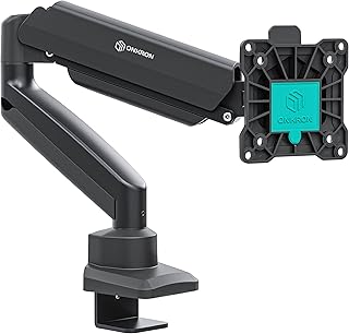ONKRON Monitor Arm Desk Mount 13-32 Inch, 22 lbs, max VESA 100x100, Black | Single monitor mount with 19.1" extension, gas spring, swivel, tilt, rotation; C-clamp or grommet mount for office & gaming
