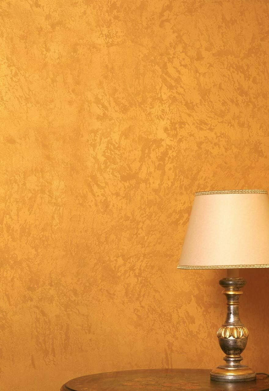 Finished wall with Caravaggio Decorative Stucco Micro Plaster in gold