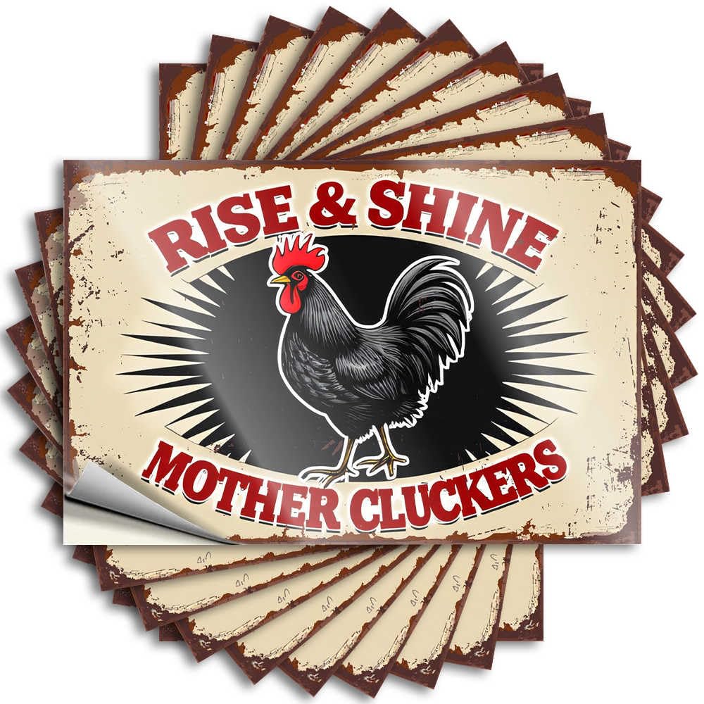 Cottage Core Decorations Tattoo Durable Cover | Rise & Shine: Mother Cluckers Farm Fresh Eggs Unique Self Adhesive Sticker for Science DIY(12X18CM)