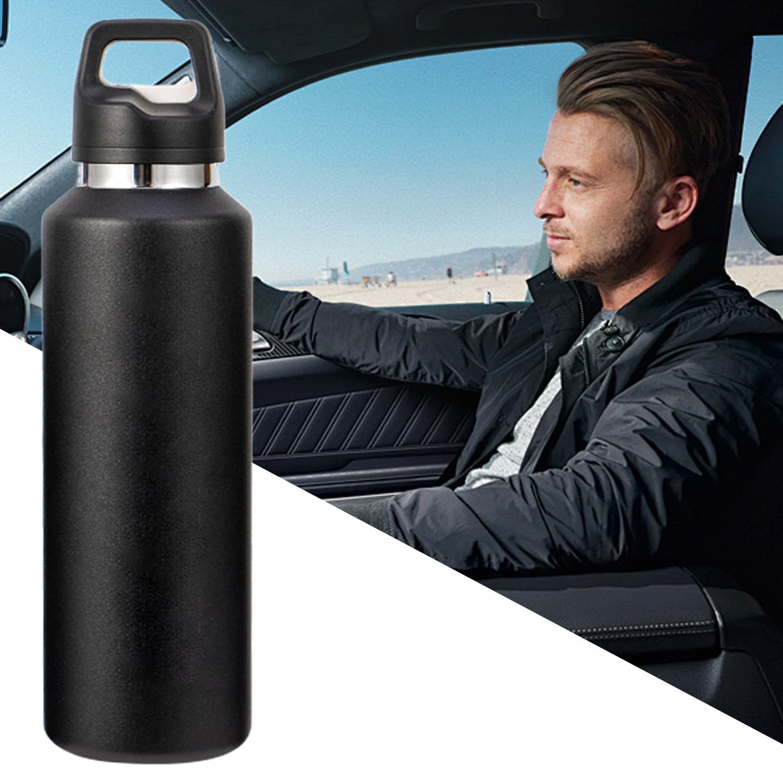 Borraccia isolata, 600 ml Tumbler portatile a prova di perdite, borraccia sportiva Tumbler da caffè - Per tè caldo e freddo e caffè all'aperto viaggi ciclismo campeggio sport casa ufficio e scuola