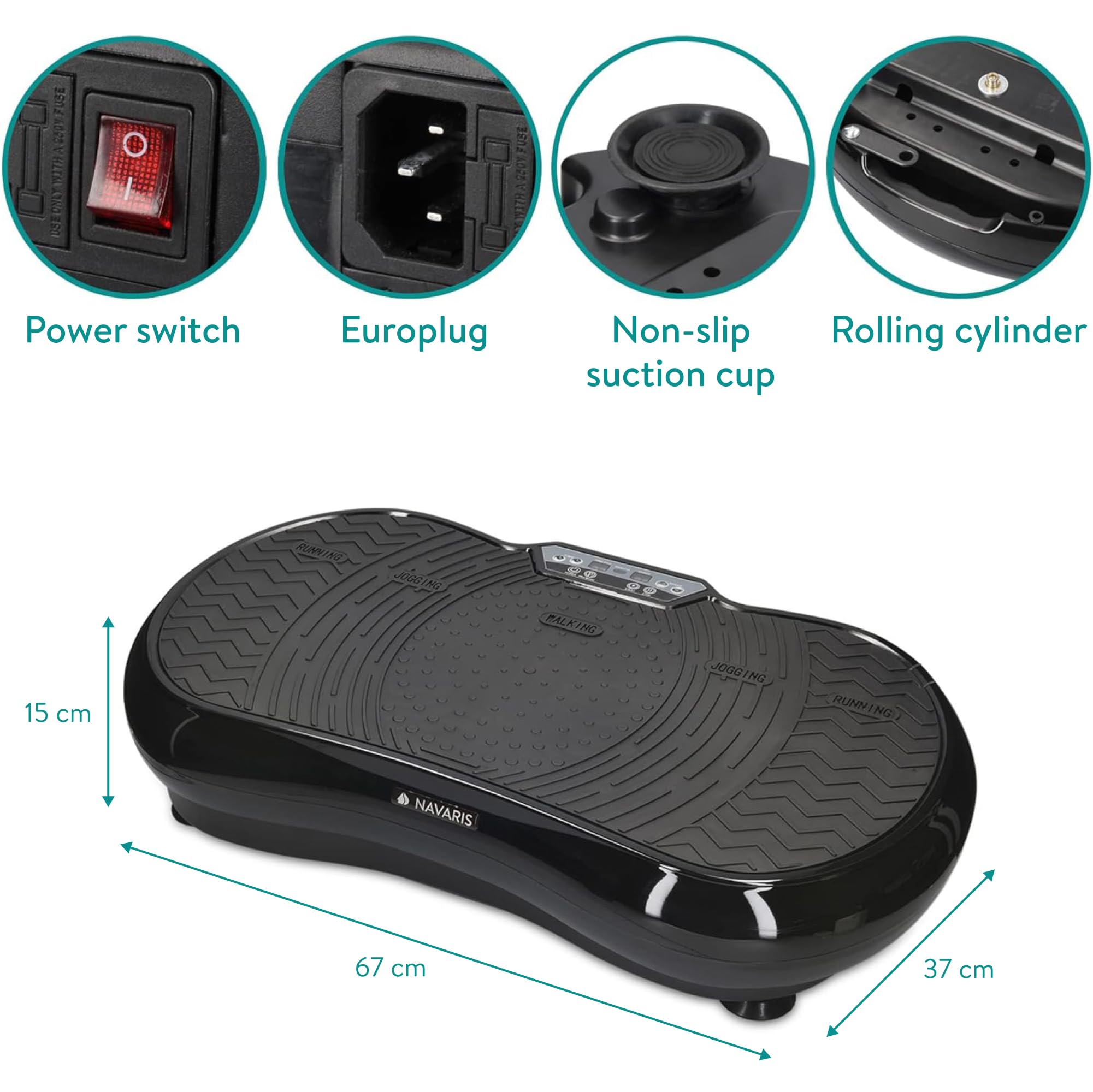 Navaris Plateforme vibrante oscillante - Appareil Shaper avec télécommande et Bande élastique - Entraînement Sport Fitness - 99 Niveaux de Vitesse