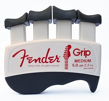 Fender GRIP Hand and Finger Exerciser – Best Ergonomic Finger Strengthener to improve play on all stringed instruments (Guitar, Bass, Violin, etc.) (Tensions: WHITE=5-Lbs; RED=7-Lbs; BLACK=9-Lbs)