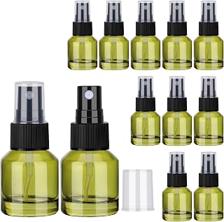 Segbeauty 12pcs 0.5oz Empty Small Travel Spray Bottle for Hair, Refillable Mini Glass Spray Bottles for Perfume, 15ml Green Fine Mist Atomizer Cologne Travel Bottle Sprayer, Liquid Containers Bottles