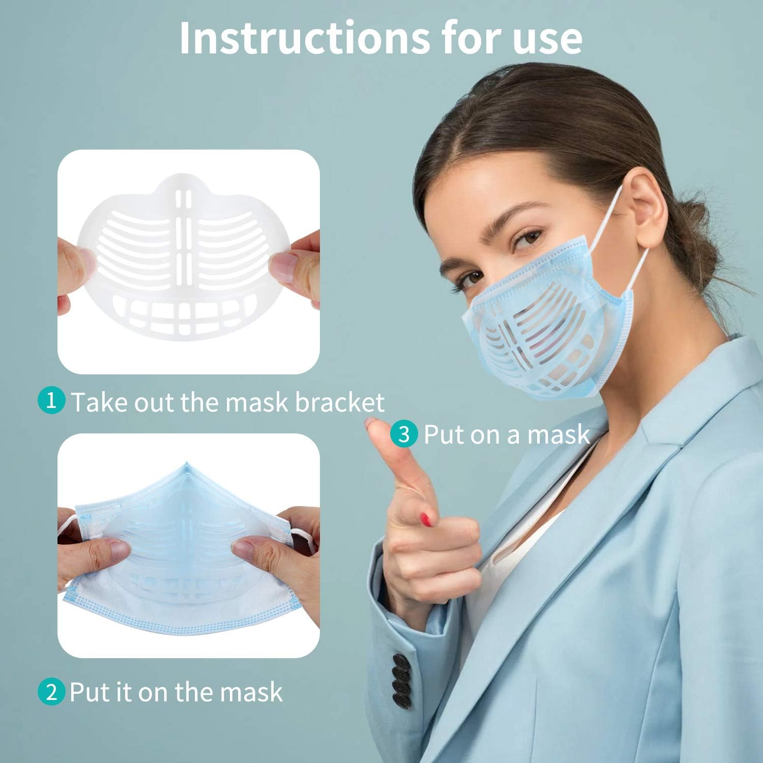 [5+5PCS]3D Face Bracket Inner Support Frame for Adults,M-a-s-k spacer for breathing,Cloth Cool Silicone Bracket,Suitable for Outdoor,Washable Reusable Lipstick Protection