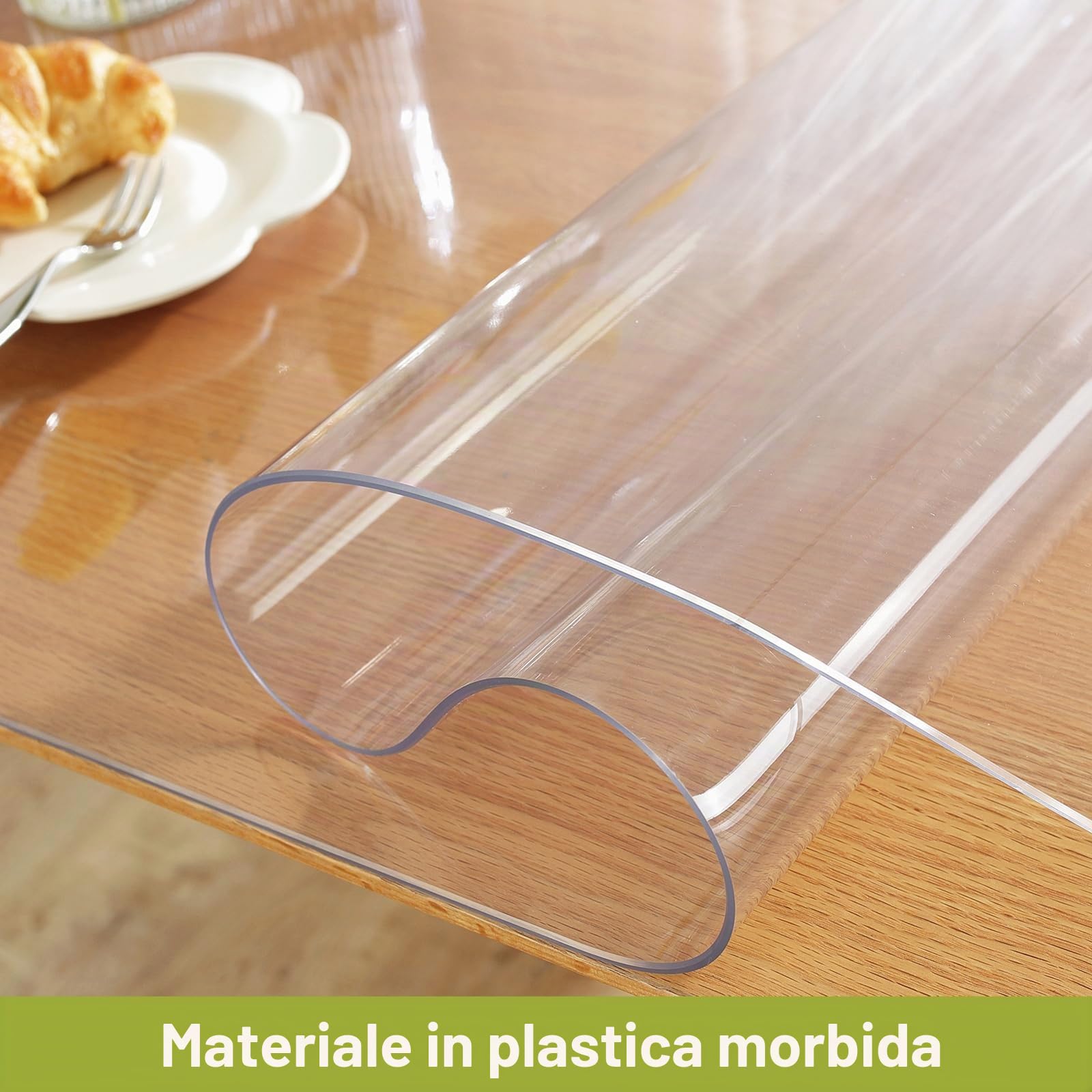 OstepDecor Copritavolo Trasparente PVC, 80 x 140 cm, 1.5mm, Tovaglia Plastificata Rettangolare con Protezione Antimacchia - Versatile per Tavoli di Cucina e Salotto, Facile da Pulire e Resistente