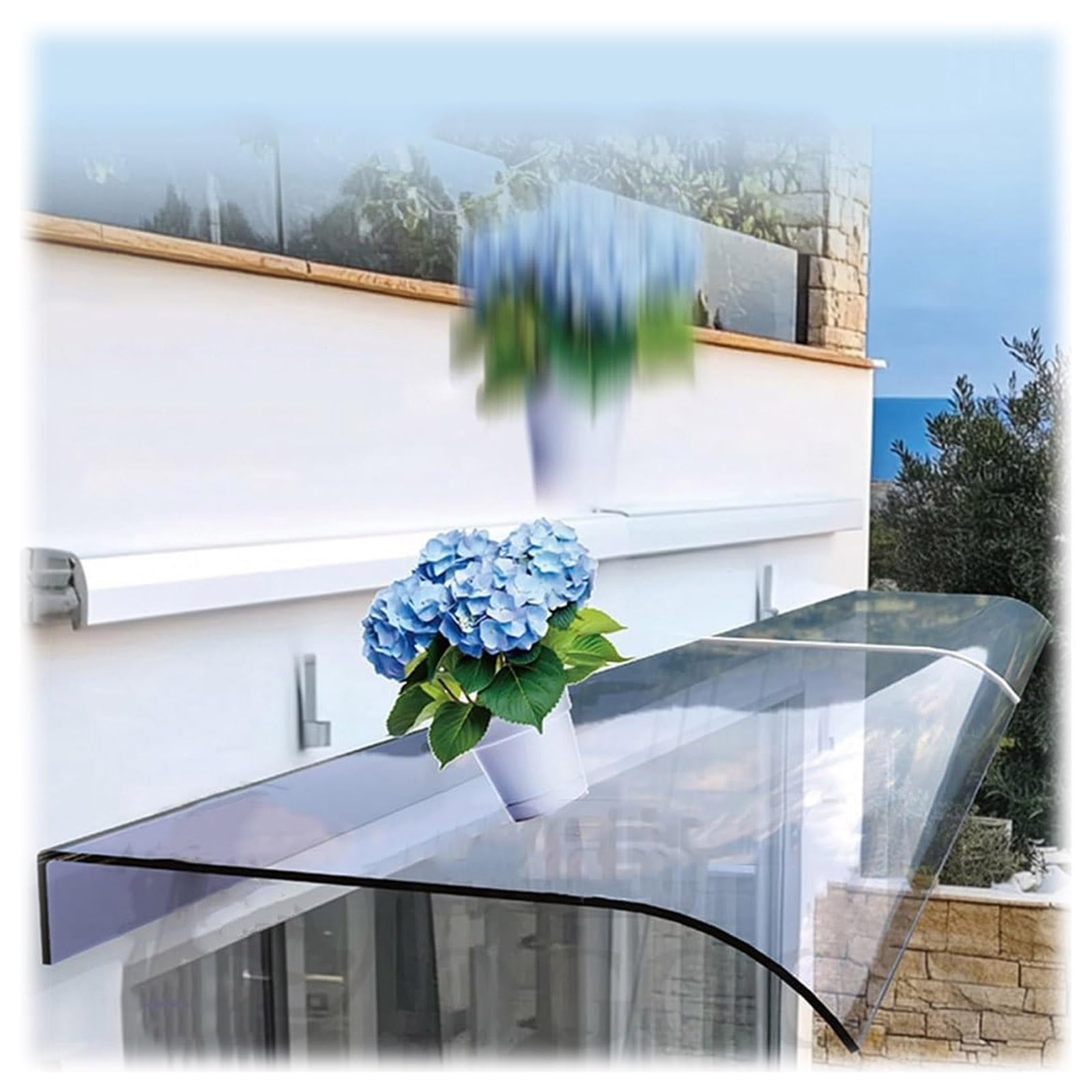 Auvent d'extérieur en polycarbonate anti-pluie et ignifuge pour porte et fenêtre