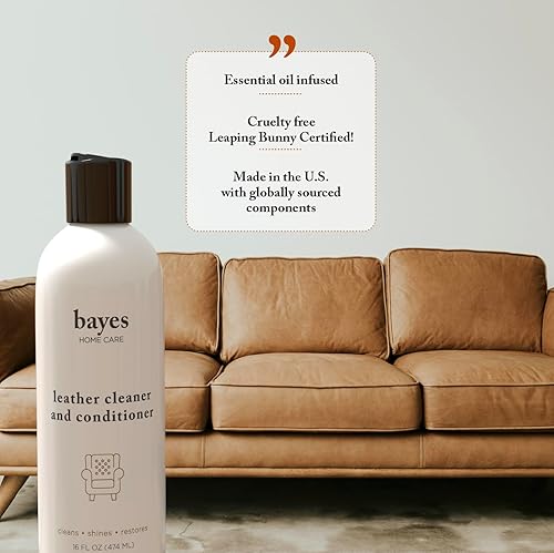 Miniatura 6 de Bayes Limpiador y acondicionador de tapicería de cuero no tóxico de alto rendimiento, 16 onzas, evita el secado, agrietamiento o decoloración de