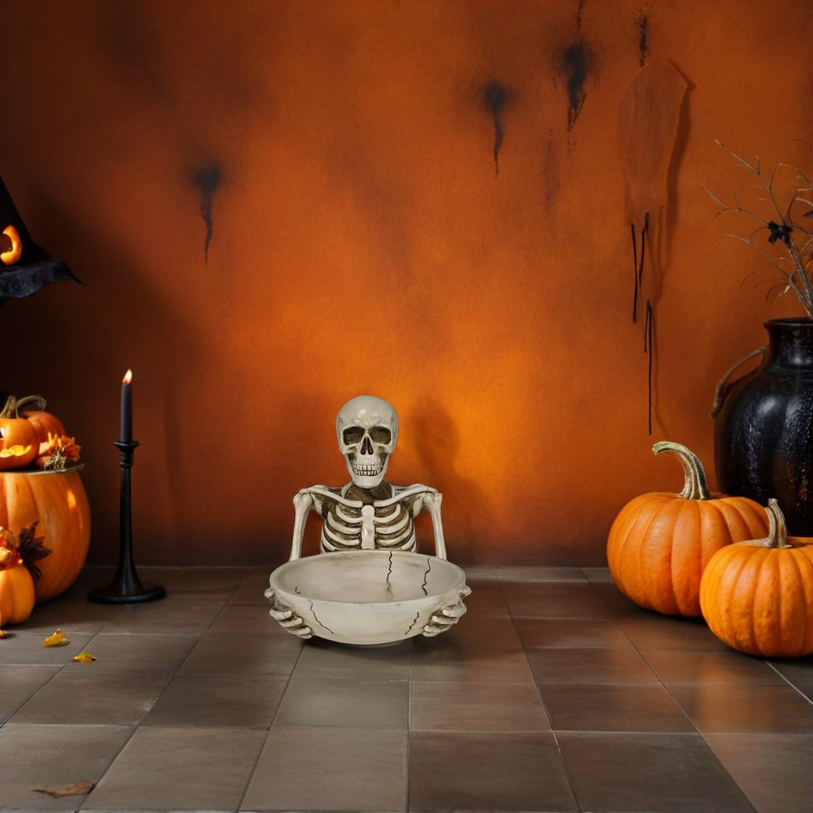 Resina Bandeja para Servir Forma de Calavera Halloween