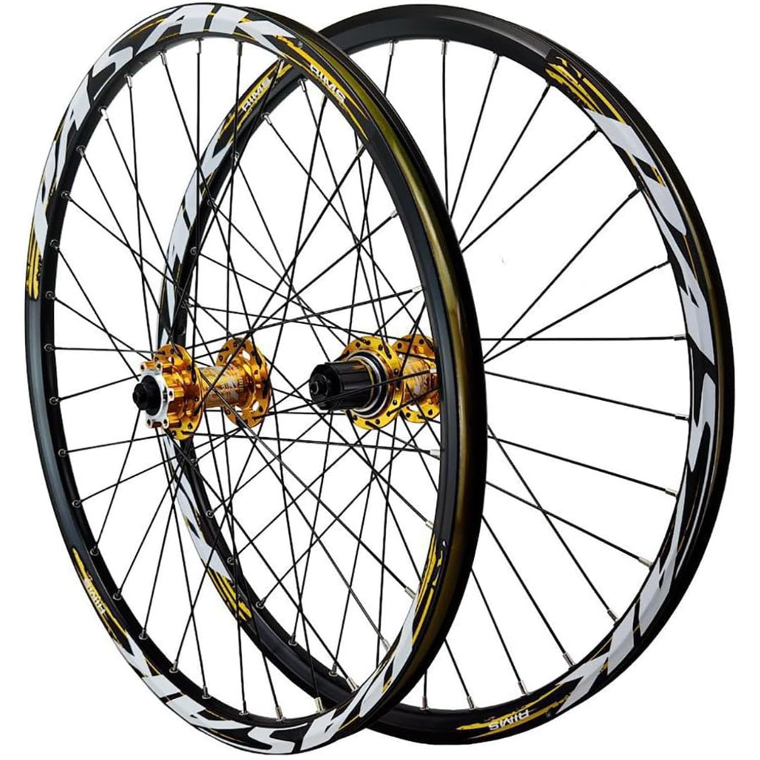 KUNYOS 26/27.5/29 Inch MTB Wheelset Disc Brake Quick Release Mountain Bike Wheels Alloy Double Layer Rim Front And Rear Wheel for 7-12 Speed Cassette 32 Holes,Gold,26inch