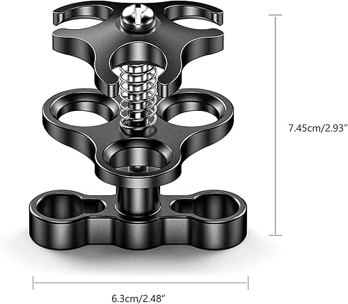 Miniatura 110 de Seafrogs - Brazo de cámara de buceo subacuático de 1 pulgada, abrazadera de bola submarina estándar negra para sistema de luz de fotografía