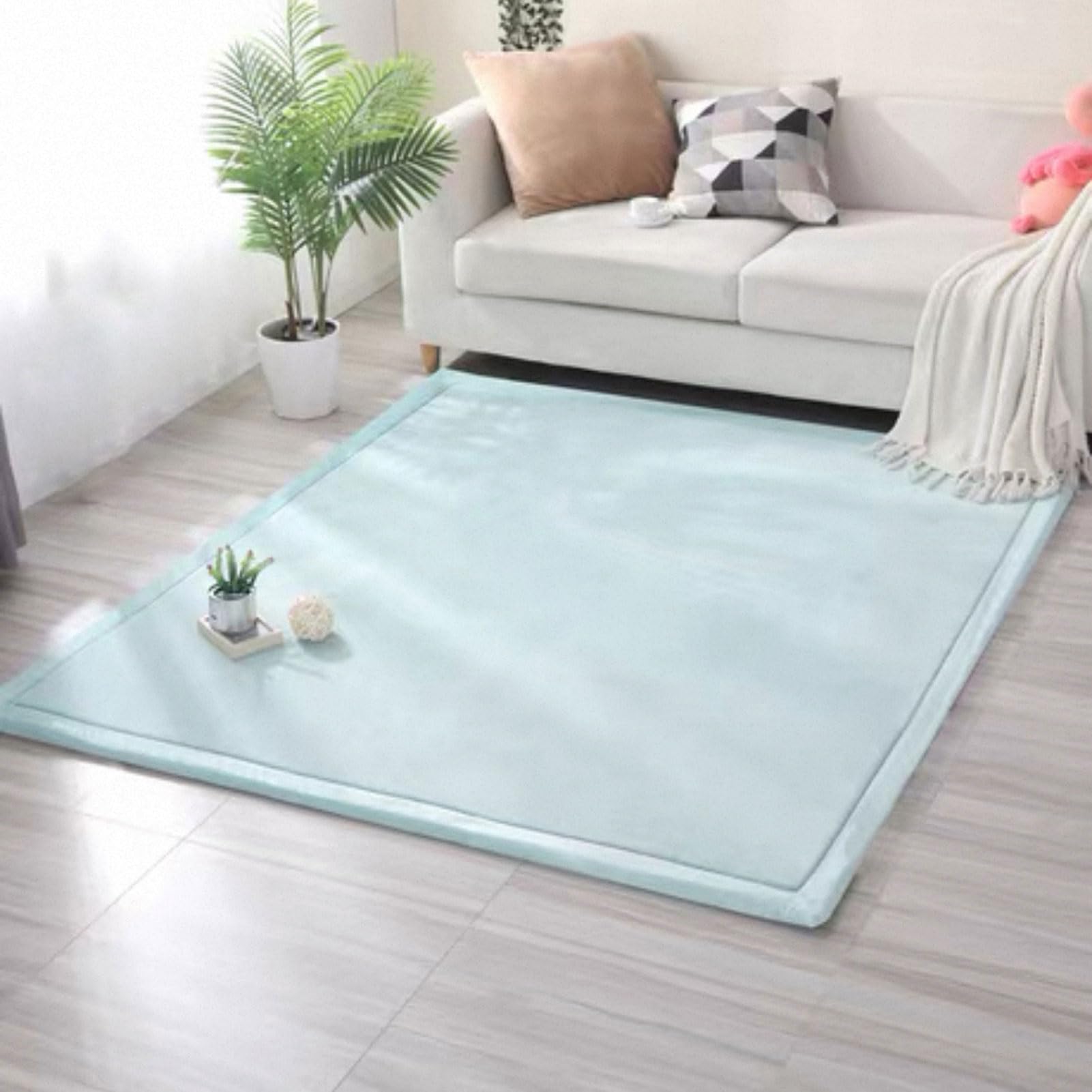 Teppich Für Kinderzimmer, Baby-Krabbelmatte 130 x 130 cm Krabbelmatte Kinderteppich 2cm Dicke Korallensamtteppich als Krabbeldecke fürs Kind, Yogamatte Tatami-Matte spielteppich und Übungsauflage