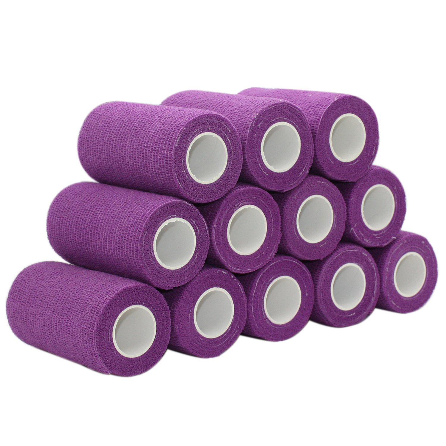 STpro Crepe Bandage 10cm x 12 Rolls Purple Elastic Bandage Cohesive Bandages Waterproof Bandage Vet Wrap Support Bandage Cohesive Support Bandage Vets Tape Self Adhesive Bandage