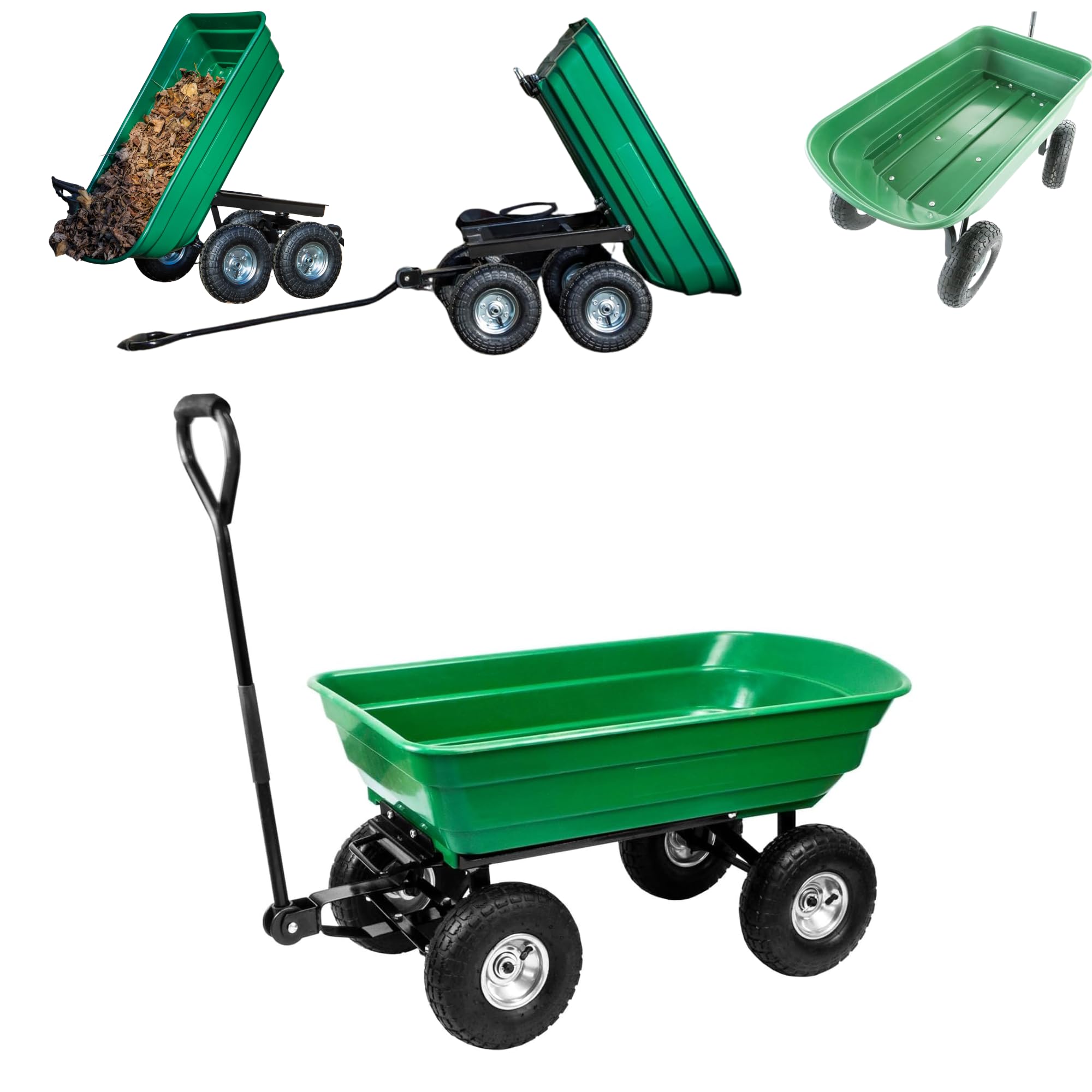 Rackhams 75 Litre 200Kg Capacity Tipping Garden Dump Cart / Truck Trolley / Wheelbarrow - Wheelbarrows