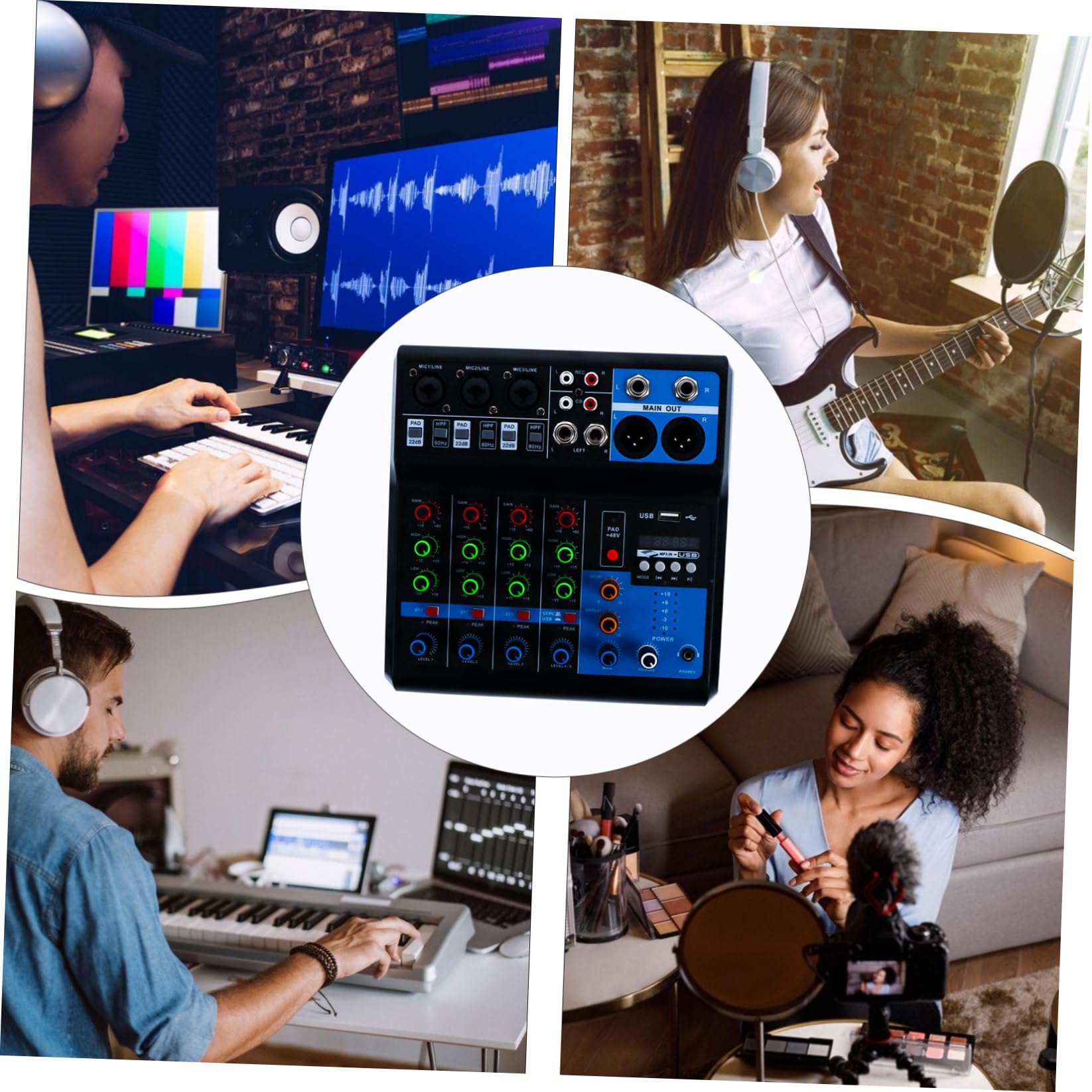 Kisangel 1set Mixer Audio Usb Per Live Streaming Interfaccia Driver Per Registrazione Insegnamento Online