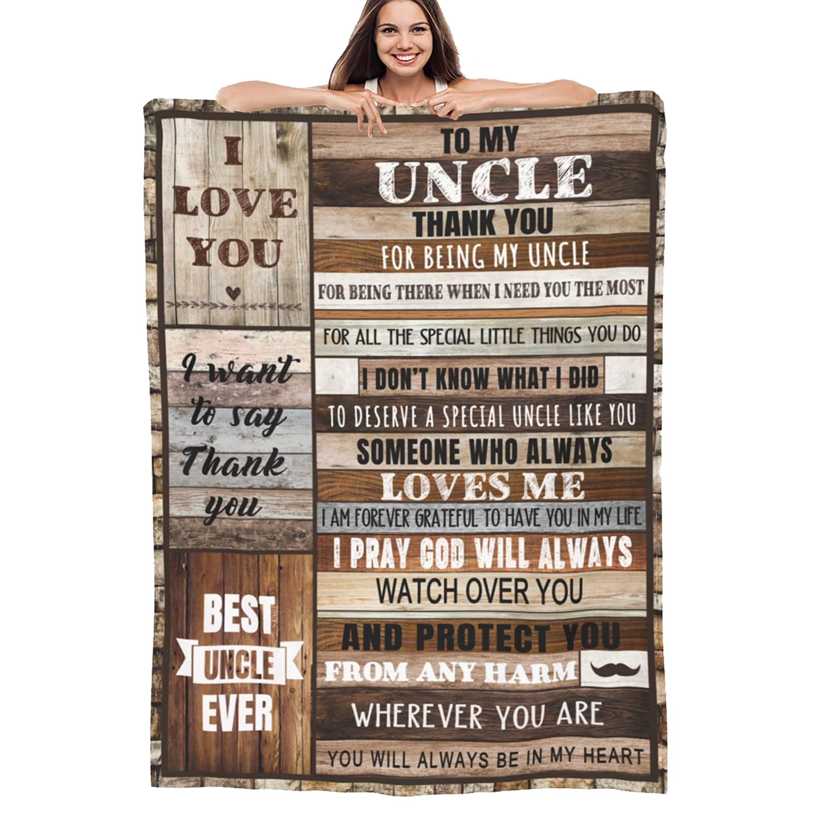 Uncle Gifts, Uncle Blanket 50x60 Inch Throw Blanket Uncle Gifts from Niece Cozy Flannel Blankets for Uncle, Christmas Birthday Gifts from Niece and Nephew to Uncle