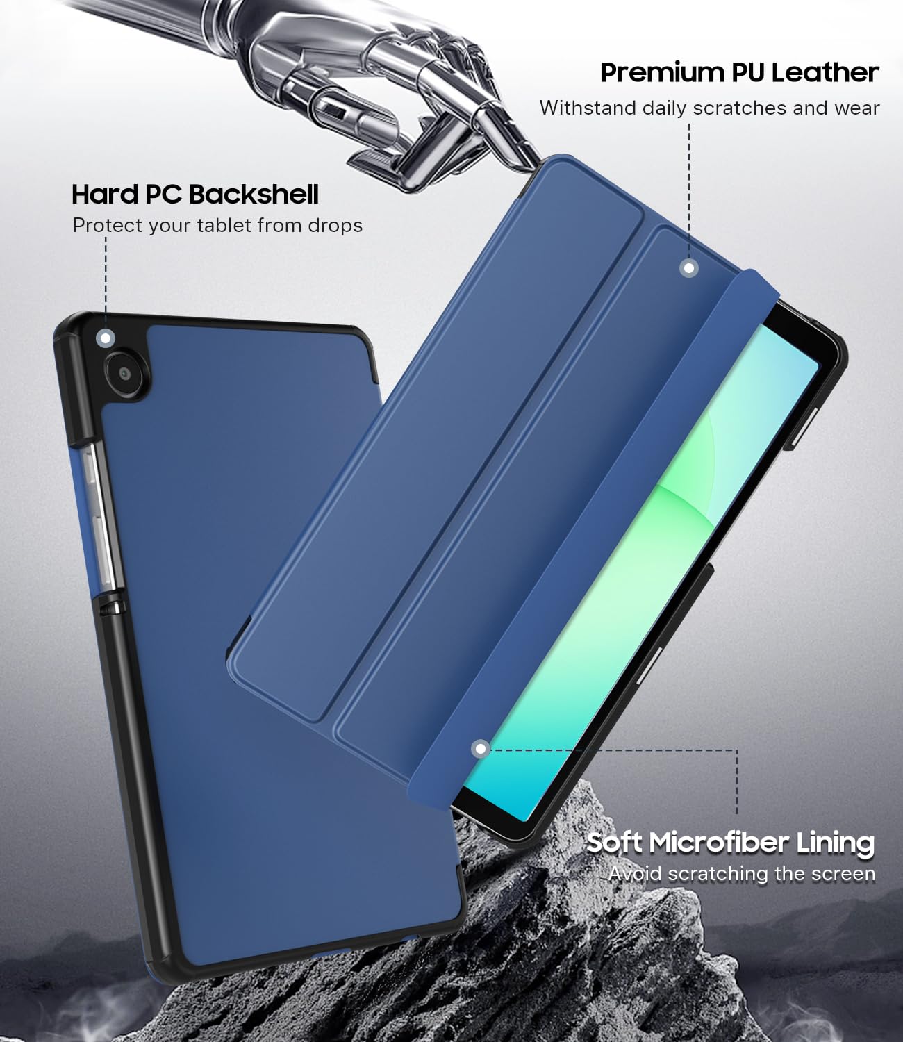 TiMOVO Cover Protettiva Compatibile con Samsung Galaxy Tab A11/A9 8,7 Pollici (2025/2023), Sottile e Leggero, Cover Protettiva a Guscio Posteriore Rigido, Blu Marino