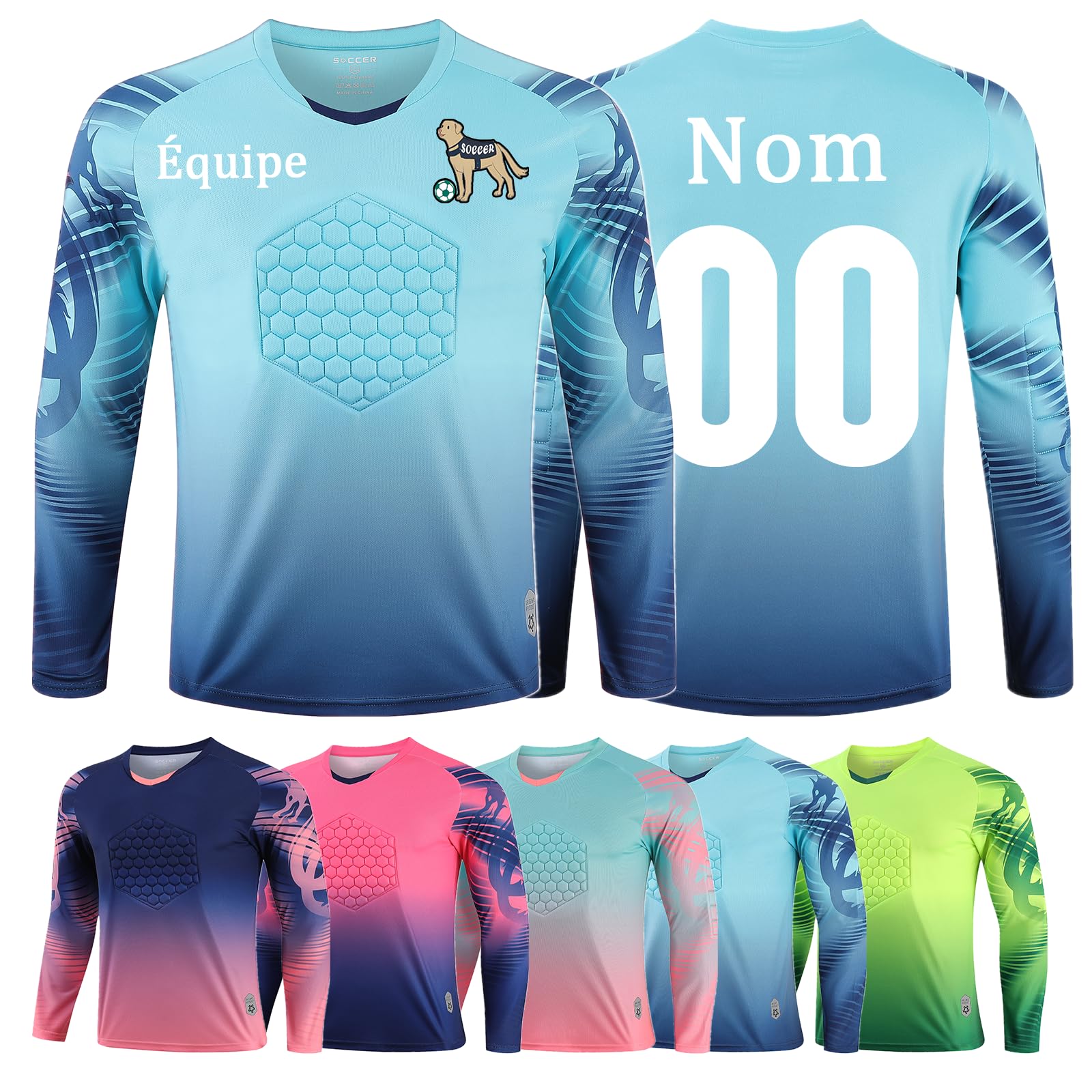 Personnalisez Maillot de Gardien But Enfants Adultes Maillot Football Personnalisé avec Nom Numéro Équipe Ensemble Gardien de But Enfant Garçon Homme