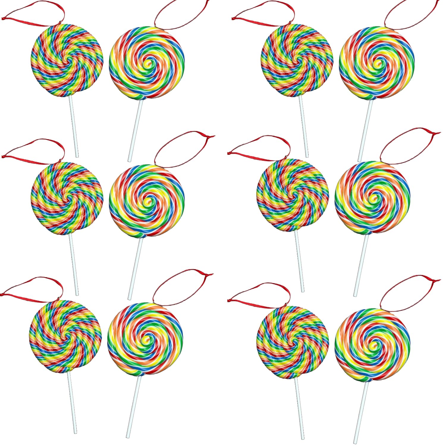 Shatchi Christmas Tree Hanging Decorations Lollipop Pendants Candy Cane Tree Wall Home Décor Ornaments 12Pcs Set
